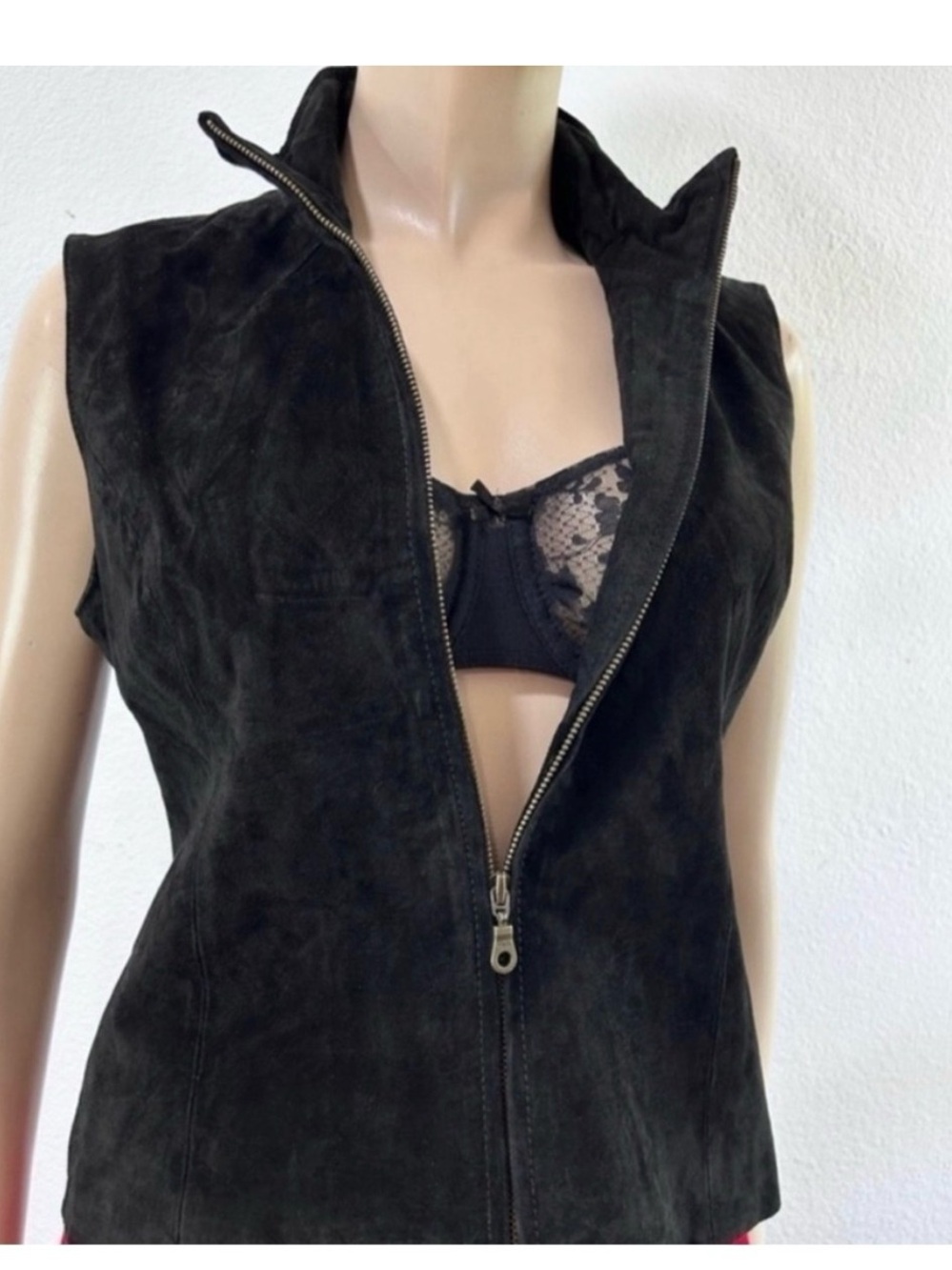 Vintage Mark alan black leather sleeveless jacket size:S